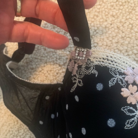 Black Floral Sexy Feminine Pretty FeLiNa  Underwire Lightly Padded Bra 34D - Picture 9 of 14